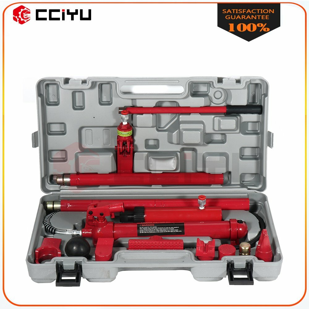 1 Set New Red 10 Ton Hydraulic Jack Body Frame Repair Air Pump Autobody
