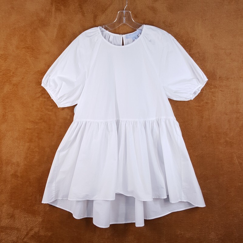 Flower Sheer Puff Sleeve Tunic Top[ホワイト] Flower Sheer Puff Sleeve Tunic Top[ホワイト]