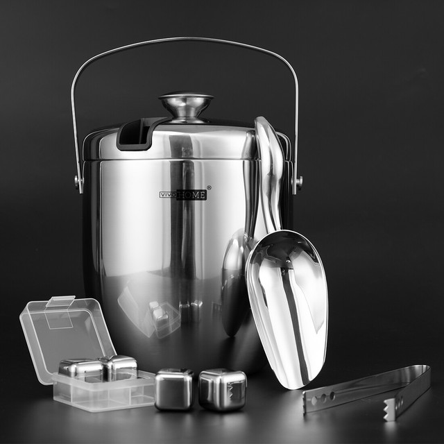 insulated ice bucket with scoop
