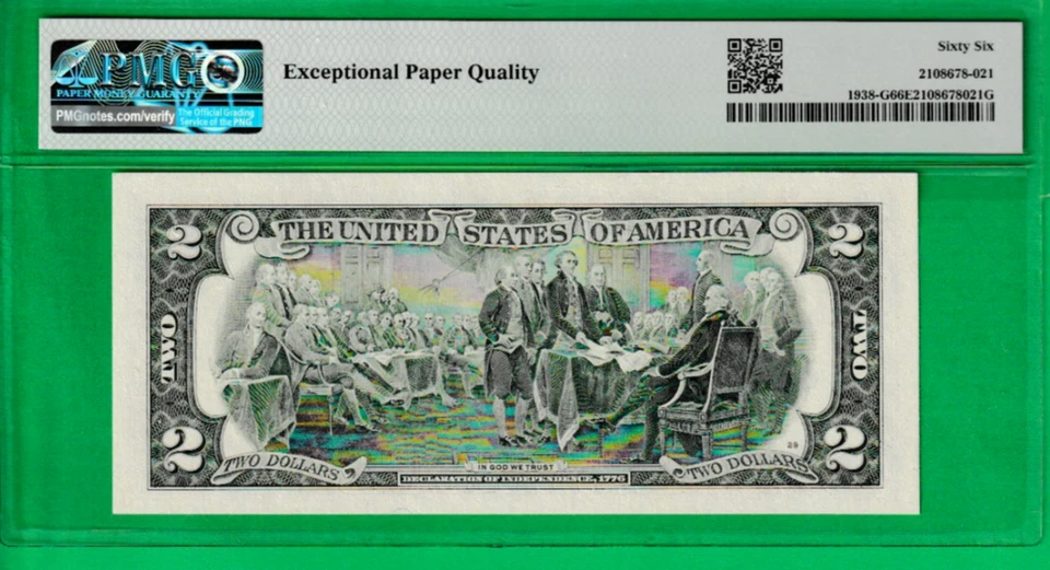 $2  TWO DOLLAR Federal Reserve Note BOOKEND Serial Number  2059- 9205  PMG 66 - Image 3 of 3