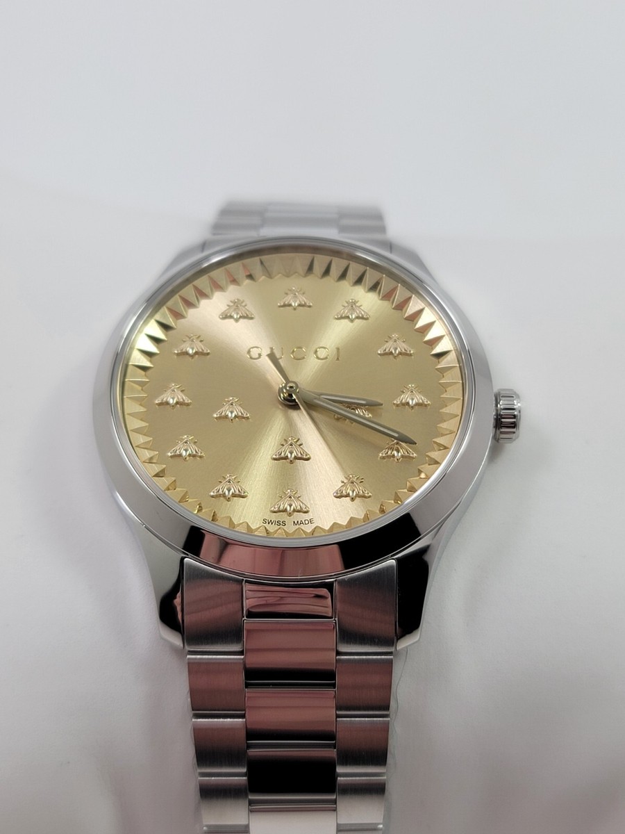 Gucci G-Timeless SWISS Quartz Gold Dial Stainless Steel