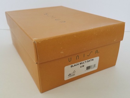 NIB Unisa Unorange3 Black & White Satin Cork Wedge Open Toe Slingback Sandals 8M - Picture 7 of 7