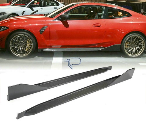 Faldones laterales de fibra de carbono real complemento para BMW Serie 3 G80 M3 2021-2023 2022 MP - Imagen 2 de 8