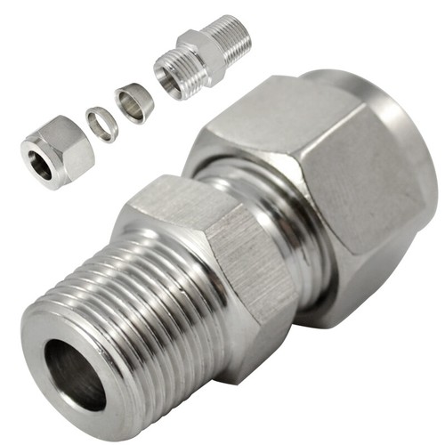 3/8" x10mm Male BSP - Compression Tube Fitting Ferrule Stainless steel Connector - Picture 5 of 6