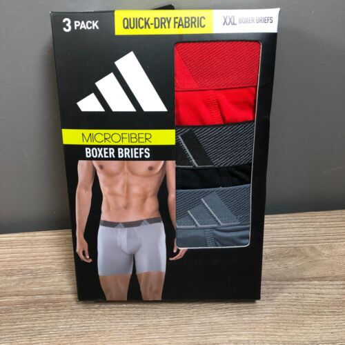 adidas Men's Underwear Boxer Briefs Microfiber (3 Pack) Size 2XL Red Gray Black - Picture 5 of 7