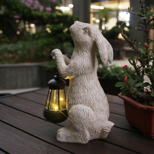 Garden Statues Rabbit with Solar Lights-Bunny Figurine Outdoor Easter Decoration - Picture 12 of 12