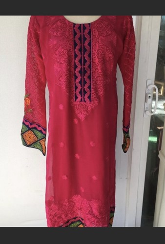 NWOT Embroidery chiffon Shalwar kameez Party Wear Dress Large - Picture 8 of 12