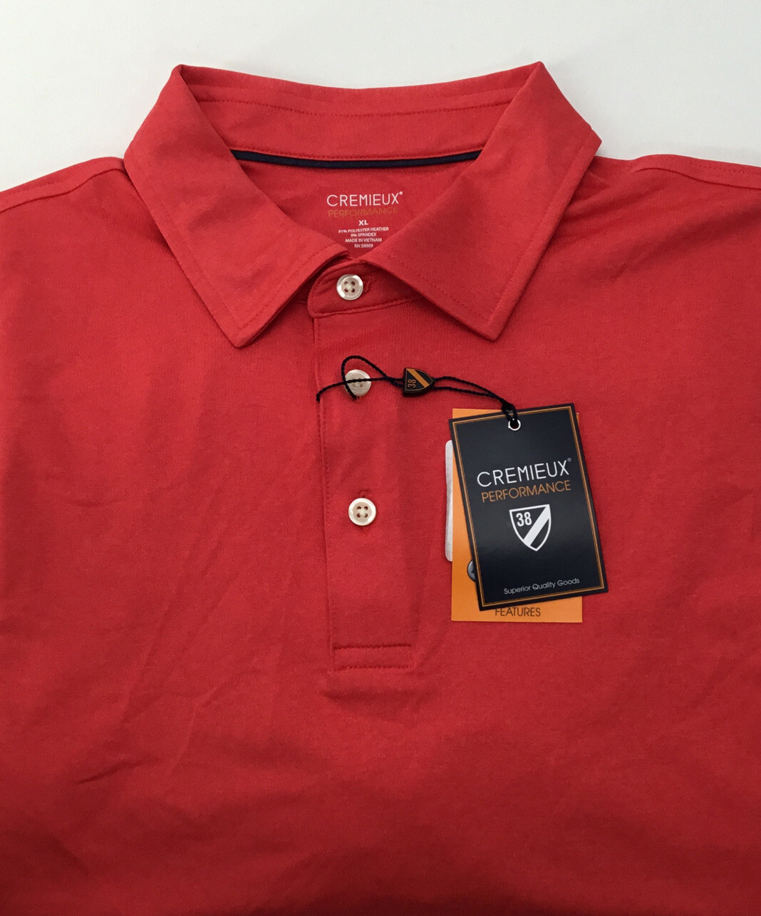 Cremieux Performance Polyester Heather Fiery Rose Polo Shirt Size XL 5790₽