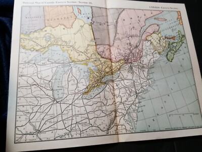   1896 original railroad map EASTERN CANADA all routes Halifax Fort Williams 