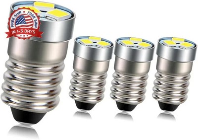 Ruiandsion 4-Pack E10 LED Bulbs 3V 6V 12V Miniature 3030 3SMD 300LM White Non-Po