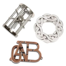 MHY Large Size 3pcs Brain Teaser Puzzles,Metal Cast Puzzle Game Toys,3D Highl...