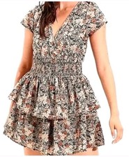 XS American Eagle Outfitters Floral Print Tiered Ruffle Mini Dress Boho