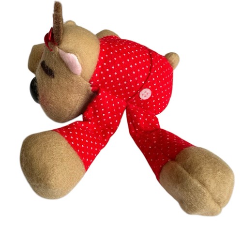 Vintage Hallmark Ramona Rentier Plüsch klein rot Weihnachten Pyjama Stofftier - Bild 2 von 8