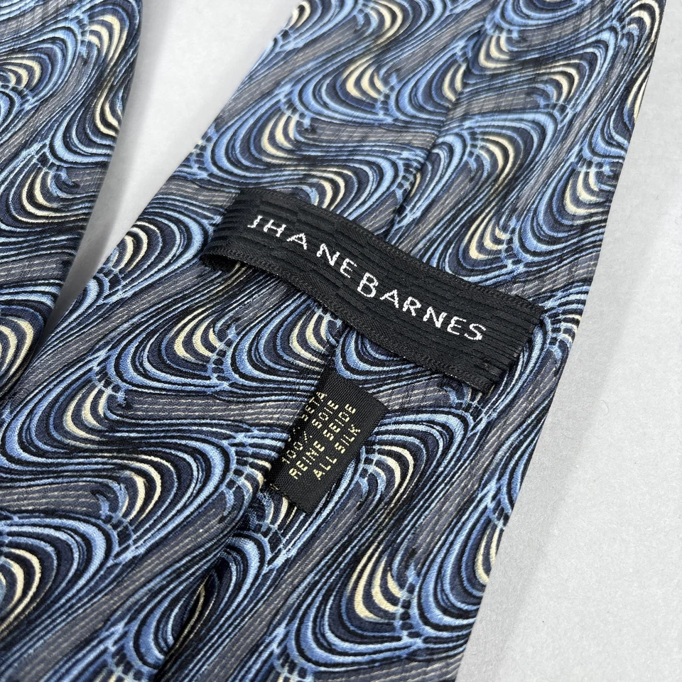 Jhane Barnes Tie Mens Silk Geometric Swirl Pattern Handmade Italy Necktie Art - Image 3 of 4