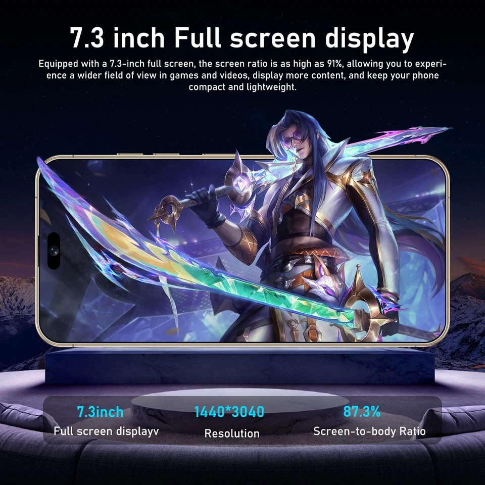 2025New I16 Pro Max 7.3" Global Unlocked Smartphone 1TB Dual SIM Cell Phone - Image 4 of 4