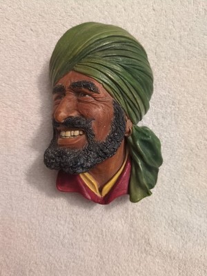 Bossons Chalkware Head Punjabi Congleton England Multicolor Sculpture VTG