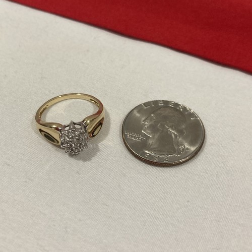 Vintage (M) 10k Solid Yellow & White Gold Diamond Cluster SIZE 7 Band Ring 2.73g - Picture 13 of 17
