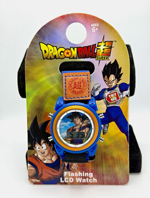 Dragon Ball Z Super Flashing LCD Quartz Watch 35.7mm Blue w/ Box# 326/ 335