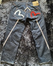 Jeans con ribete EVISU Paris 1458 etiquetados 36x34 W36 L30 vintage Y2K denim