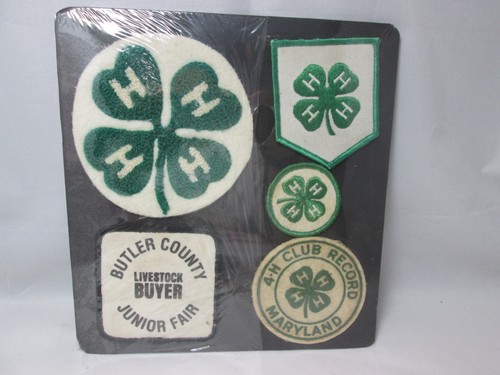 Vintage 4-H Club Patches Green & White Clover Lot of 5 Different
