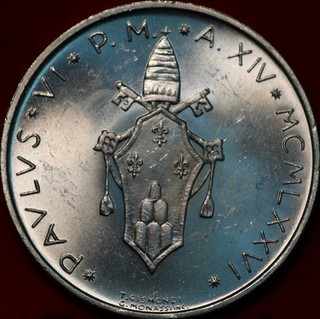 Uncirculated 1976 Vatican City 500 Lira Silver Foreign Coin