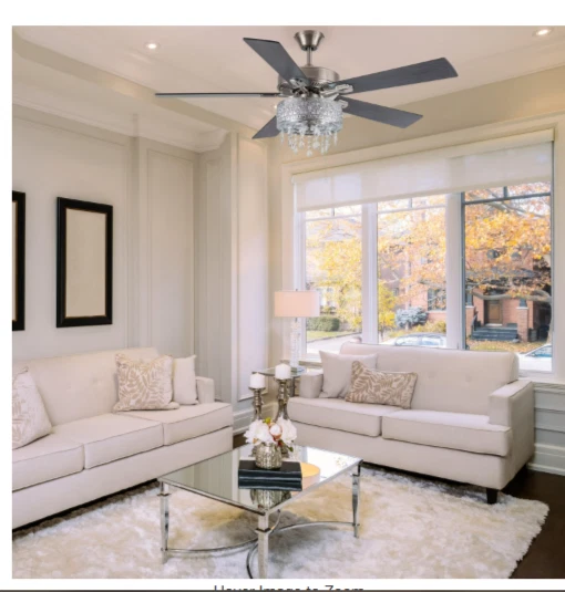 River of Goods Modern Crystal Chandelier 52" LED Silver Ceiling Fan With Light - Image 2 of 4