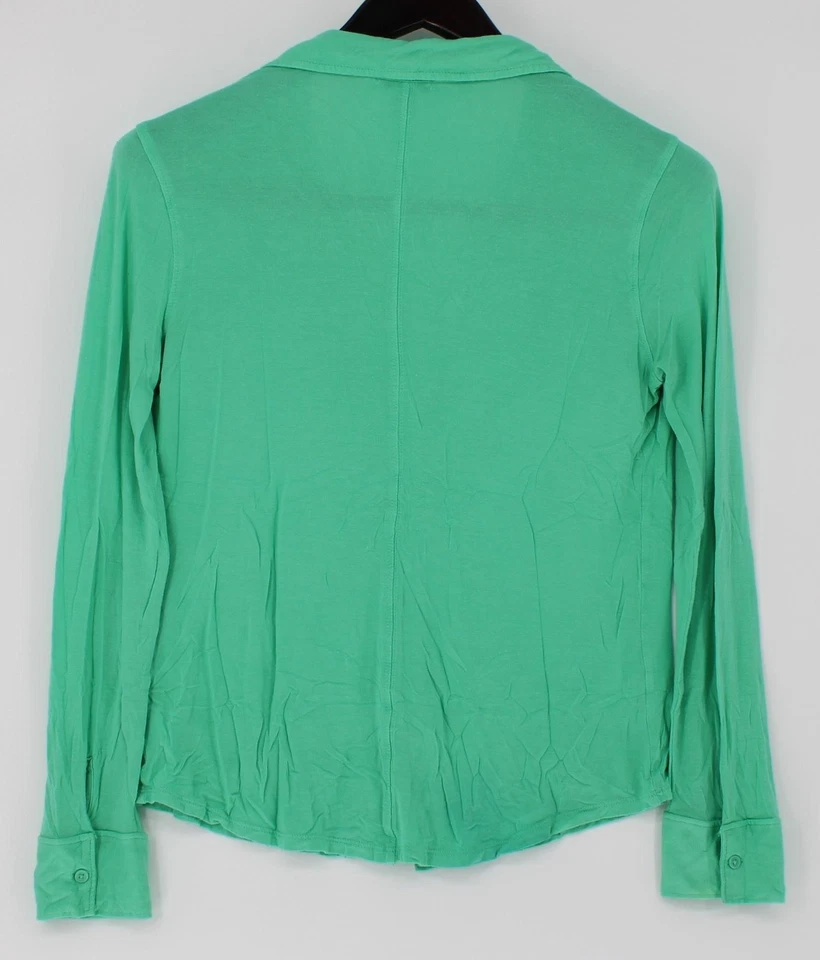 Old Navy Shirt Womens Small Green Long Sleeve Button Up Casual Rayon Top SPP - Image 2 of 4