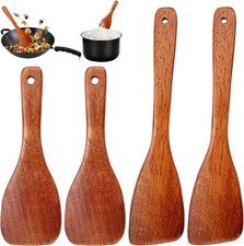 4 Stück Holzschaber, Olivenholz Kochlöffel, Spachtel Pfannenwender Olivenholz H