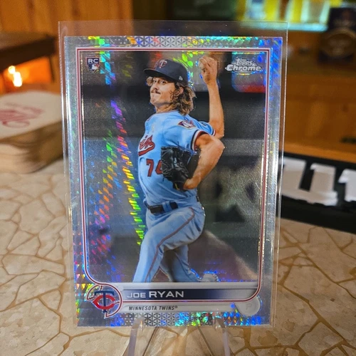 Joe Ryan 2022 Topps Chrome Baseball Silver Prizm Refractor SP RC #48 Twins