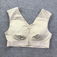 Tommie Copper Sports Bra Womens Large Beige Front Zip Copper Znergy Support