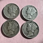 Junk Silver Lot Of 4 Mercury Dimes  90% Silver