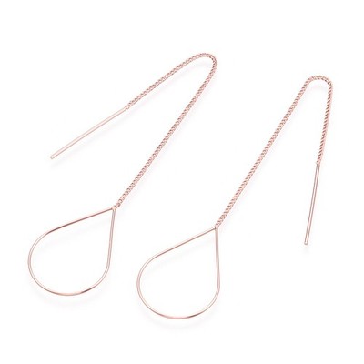 30x Stud Earring Finding Brass Gold Plated Teardrop Ear Thread w/Pin for Jewelry