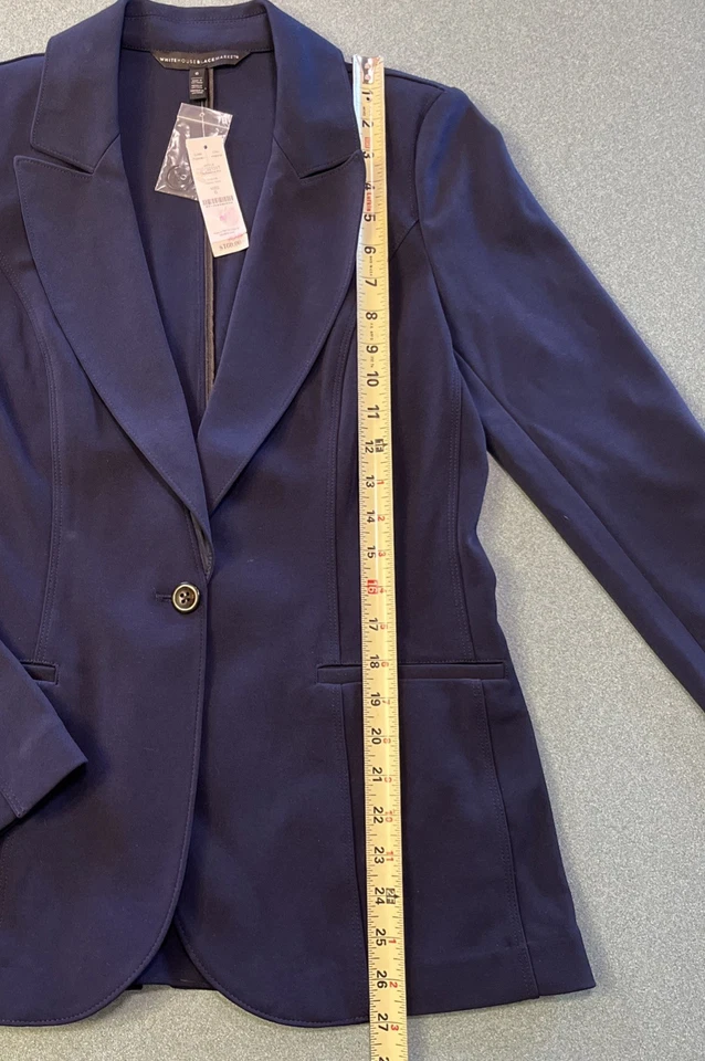 Blazer Casa Blanca Mercado Negro Clásico Azul Marino Talla 6 Elástico Un Botón Nuevo con Etiquetas  Foto 4 de 4