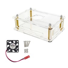 Acrylic Enclosure Box Protective Shell Cover With Cooling Fan for Orange Pi 5 C