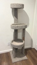 Gray Carpeted Cat Tower, Medium Multi-Level Cat Condo w/ 3 Platforms