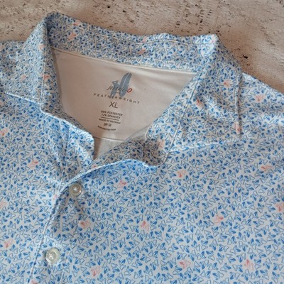 Johnnie-O Featherweight Scuttle Polo Golf Shirt Mens XL UPF 50 Pelican Print OC
