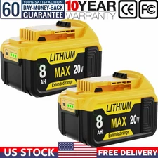 2pcs Battery 20V Max For DeWalt  8.0AH DCB206 DCB200 Lithium Ion Replacement