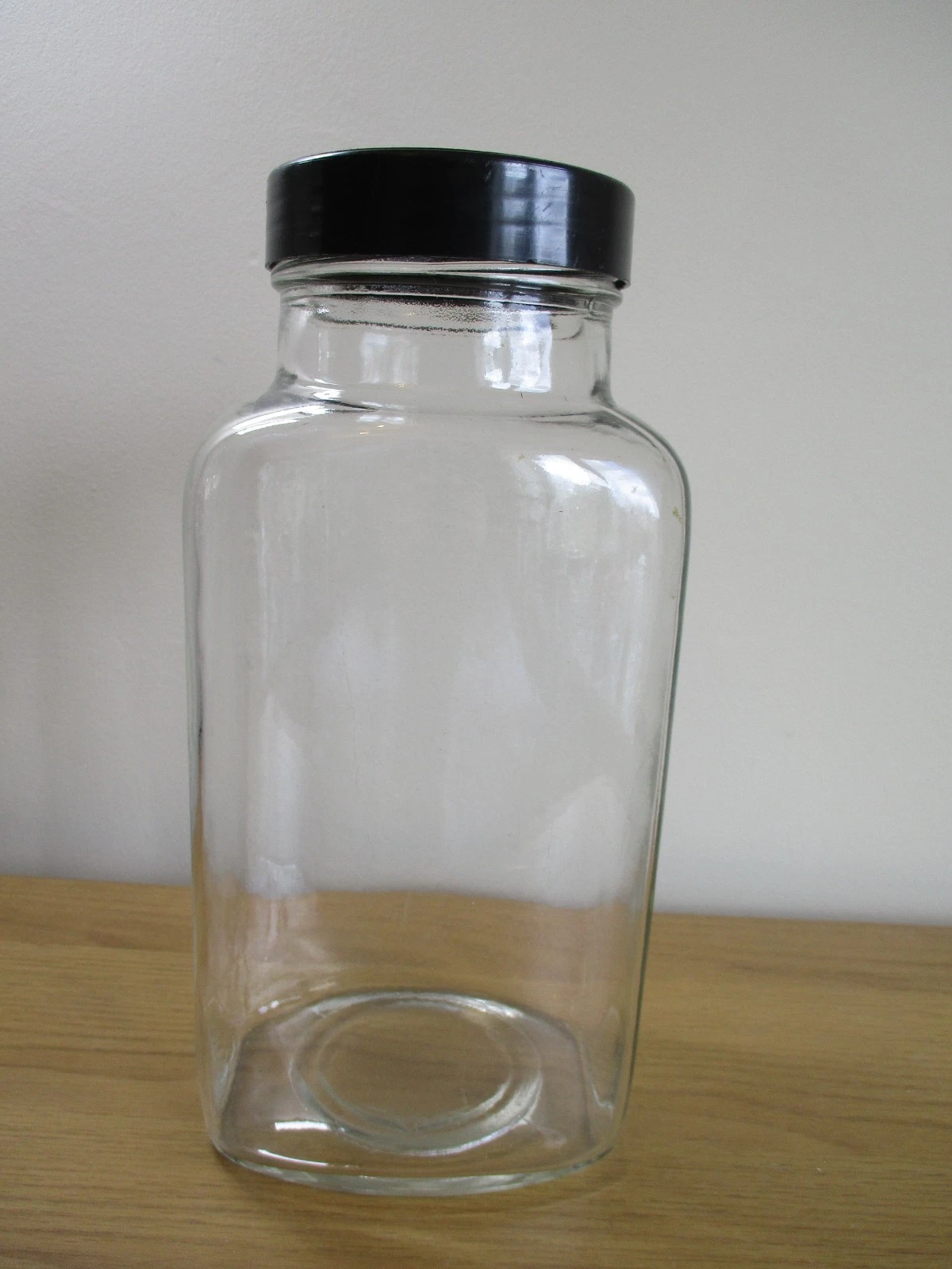 Vintage Glass Sweet Shop Jar British Made Plastic Screw Top 29cm tall