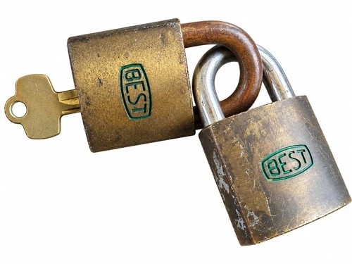 Lot of 2 BEST Heavy Duty Brass Padlocks w/ Master Key Tested Working - product listing photo