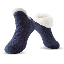 Slipper Socks Winter Warm Cozy Fuzzy Thermal Thick Fluffy Socks With Grips No...