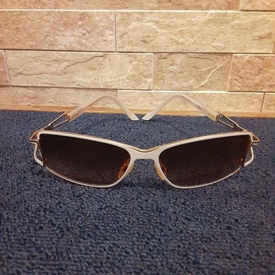 Cazal 649 Sunglasses White Gold Frame Rectangular Dark Brown Lens Japan