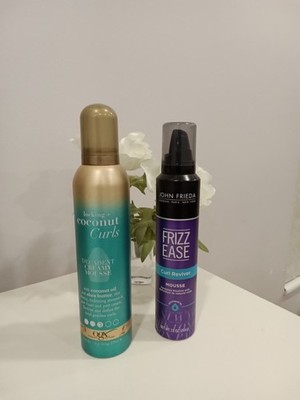 John Frieda Frizz Ease Dream Curl Reviver Mousse 7.2/Ogx Coconut Curl Mousse NEW