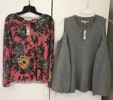 2 LOFT Brand Women’s Large Gray & Pink Casual Stylish Soft Shirts NWT! M33