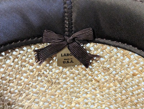 Vintage Stevens Straw Fedora with Layered Ribbon Genuine Made in USA - Picture 6 of 6