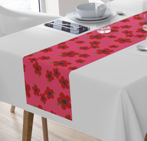 Retro Table Runner Vintage Style Pink 60s 70s Floral Flowers 70s7 - Picture 1 of 3