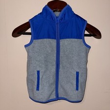 Old Navy Boys Gray Blue Zip Up Fleece Lined Warm Vest Size 5T