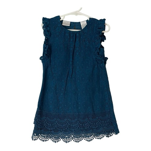 Koala Kids Toddler Hunter Green Crochet Lace Party Dress Size 3T - Picture 3 of 9