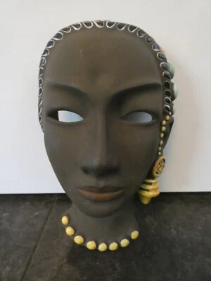 16732/ Art Deco Karlsruhe Wandmaske Frauenkopf Keramik - Bild 1 von 4
