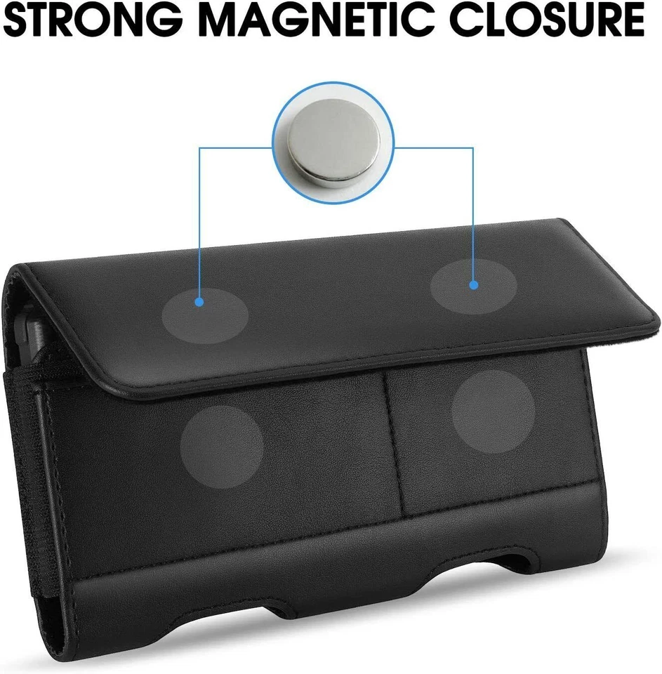 X2 Pack Extra Large Cell Phone Belt Clip Leather Holster Carrying Pouch cover - Image 4 of 4