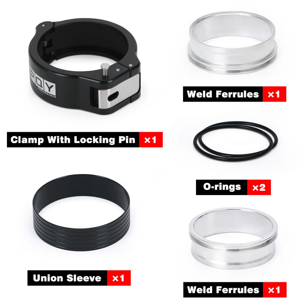 Abrazadera de banda en V HD de aluminio de 2,5"" 62 mm liberación rápida para tubo intercooler de admisión BK Foto 4 de 4